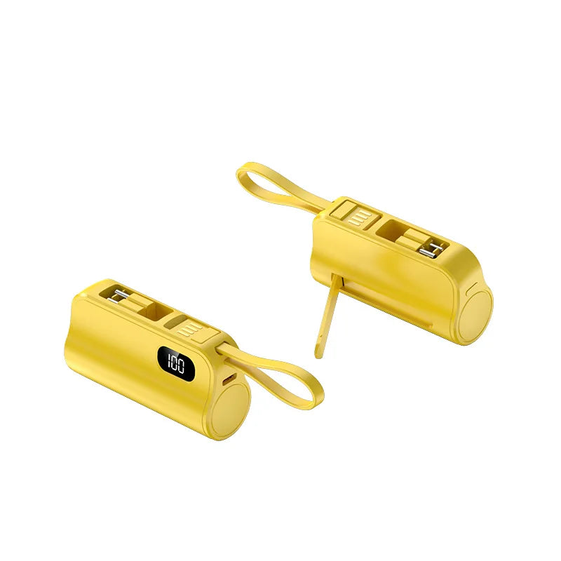 3/1 Capsule Power Banks 5000mah Mini Charging Emergency Tail Plug 22.5w Mobile Shared Powerbank Built-in Cable/invisible Bracket