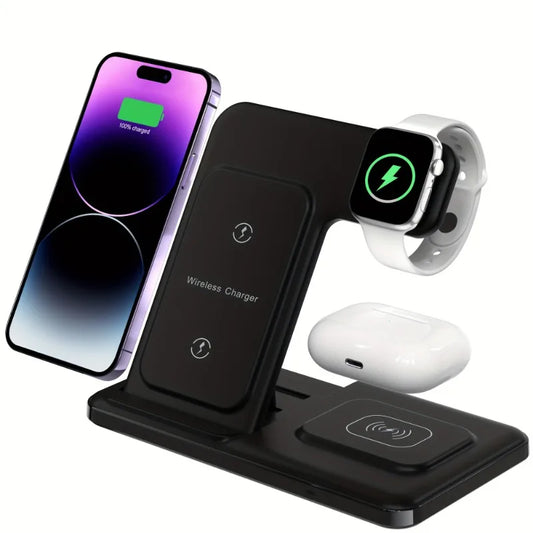 New 3 in 1 Wireless Charger Stand Pad Foldable Fast Charging Dock Station for IPhone 15 14 13 12 Pro Max Apple Watch 8 7Airpods