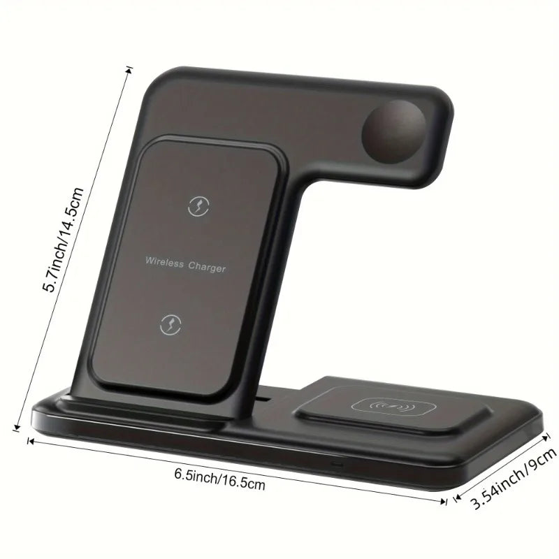 New 3 in 1 Wireless Charger Stand Pad Foldable Fast Charging Dock Station for IPhone 15 14 13 12 Pro Max Apple Watch 8 7Airpods