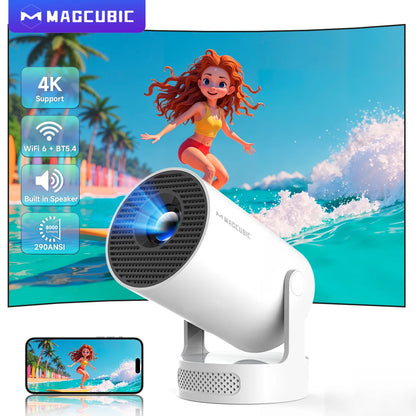 Magcubic HY300 Pro + Projector 4K 720P With 5W Speaker Android 11 8000 Lumens WiFi 6 BT5.4 Outdoor Video Home Theater Projector