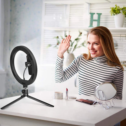 10inch Video Lights Dimmable Light Selfie LED Ring Light USB Ring Lighting Lamp With Tripod Stand To Make Youtube Ringlight Lamp