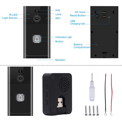 2MP 1080P Tuya/iCsee  APP Low Comsunption Wireless WIFI IP Doorbell Visual Door Phone Intercom Peephole Viewer Door Camera