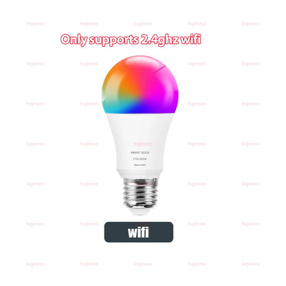 Tuya Smart LED Light Bulb E27 RGB 15W 20W Wifi Bluetooth Led Lamp Home Decor Lighting 220V 110V For Alexa Google Assistant