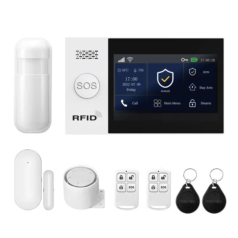 PGST WiFi 4G Tuya Smart Life Home Alarm Security System Kit Alexa Home Automation Alarm Security Protection Door Motion Sensor