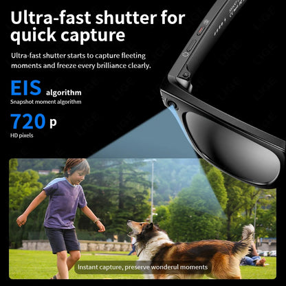 LIGE New Camera Smart Glasses Photograph Control Voice Recording Translation Bluetooth Call Sports Waterproof Anti-UV Sunglasses