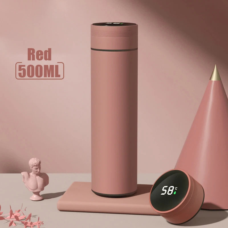 Stainless steel thermos bottle with digital temperature display, Intelligent temperature measurement cup, LED, 500ml