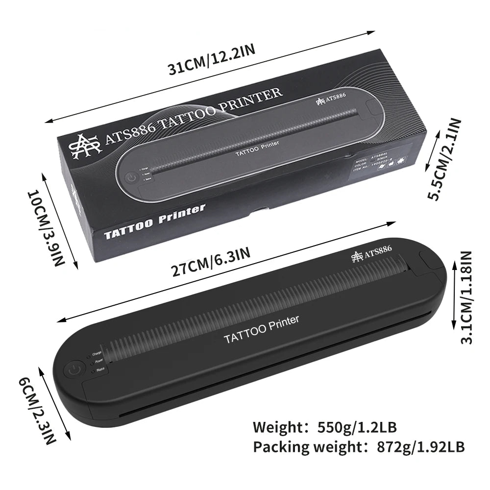 Yilong Portable Thermal Tattoo Transfer Printer Machine Bluetooth Smart Network Stencil Maker Line Drawing Photo Printing Copier