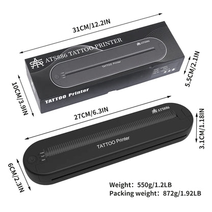 Yilong Portable Thermal Tattoo Transfer Printer Machine Bluetooth Smart Network Stencil Maker Line Drawing Photo Printing Copier
