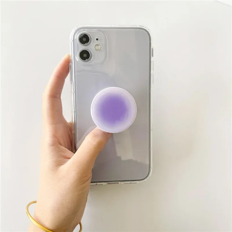 Korean Style Ins Creative Gradient Solid Color Glue Lazy Desktop Retractable Mobile Phone Air Bag Holder Ring Buckle Pop Sockets