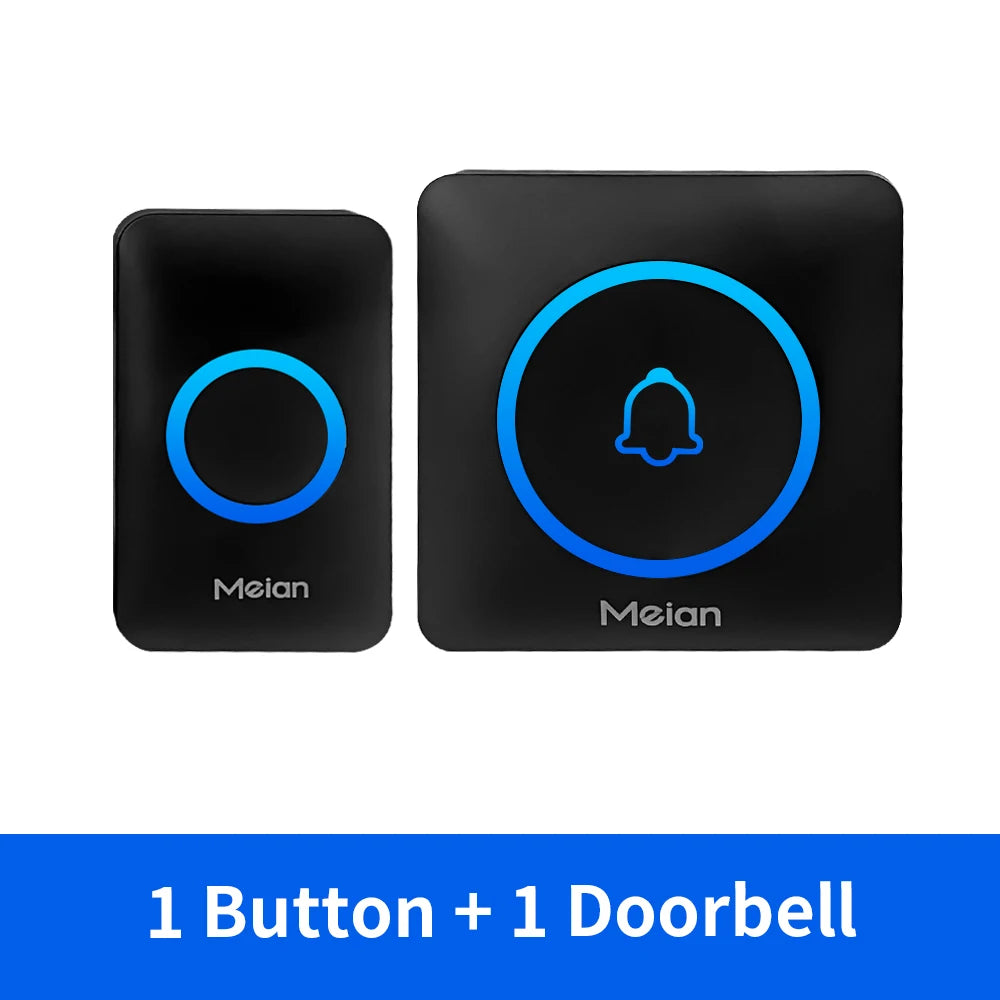 Meian Smart Home Doorbell Wireless Security Doorbell IP65 Waterproof Outdoor Door Bell 60 Songs 5 Volume Adjustable Chime Kit