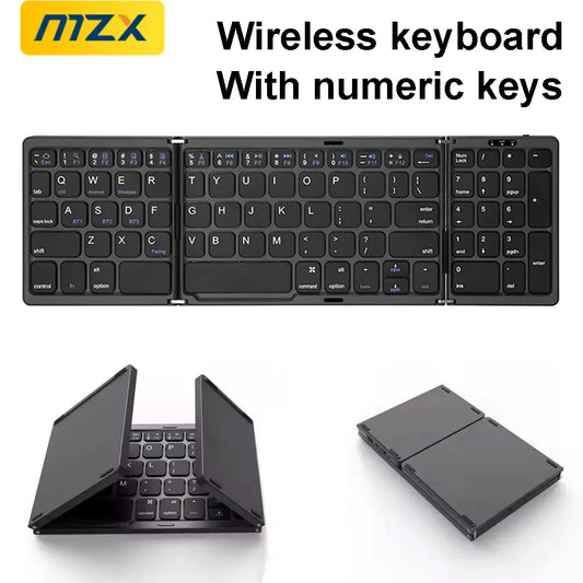 3 Foldable Wireless Keyboard Rechargeable Blutooth Folding with Numeric Keys For iPad PC Tablet Notebook Mini Wireless Keyboard