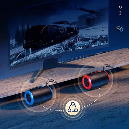 Portable Bluetooth wireless speaker, 5.3 stereo, AUX waterproof, high-fidelity sound, ultra-long battery life