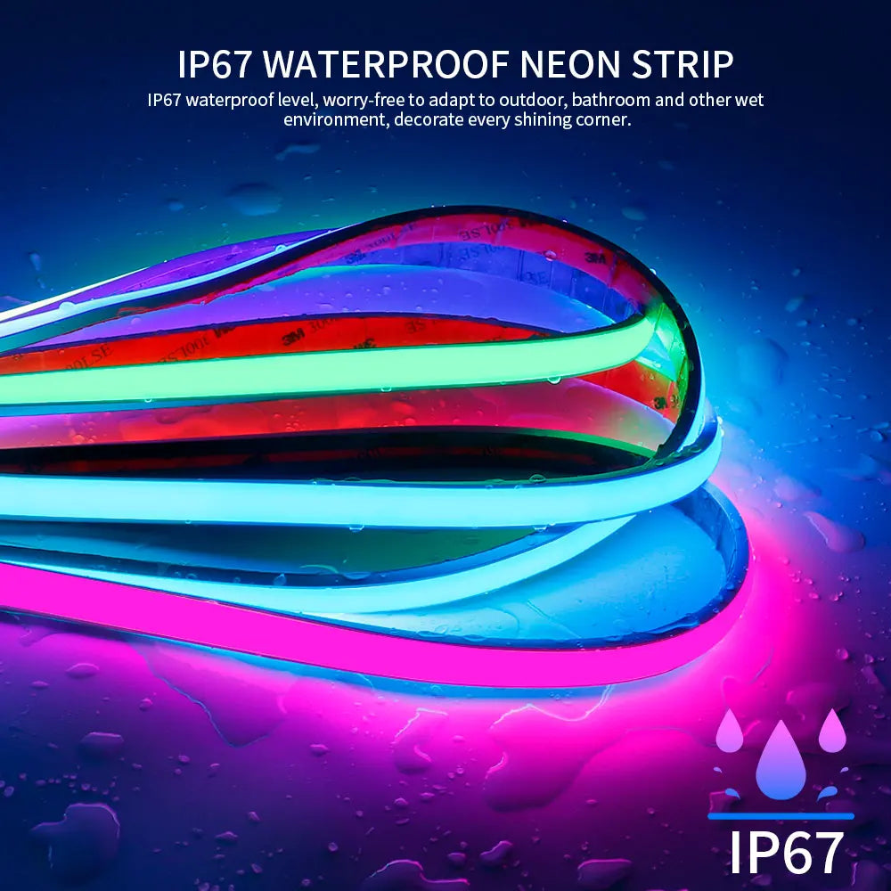WS2811 RGBIC COB Neon LED Strip 720Leds/m High Density Addressable FCOB LED Light Tape IP68 Waterproof DC24V