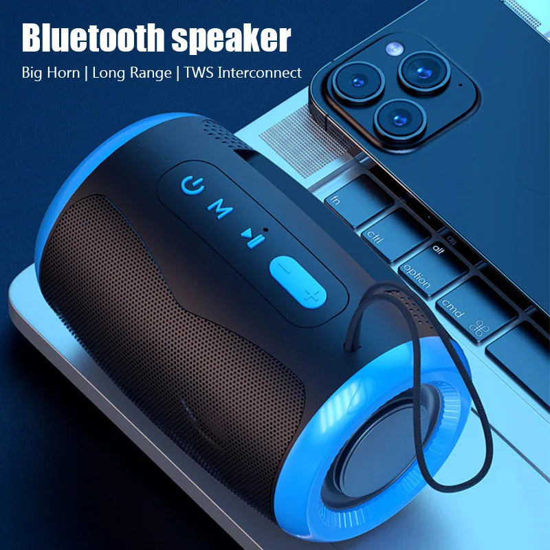 Portable Bluetooth wireless speaker, 5.3 stereo, AUX waterproof, high-fidelity sound, ultra-long battery life