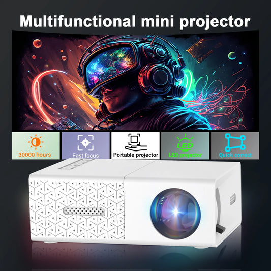 Mini Portable Projector with USB & HDMI, Compact HD Home Theater Movie Video DLP LED for Outdoor