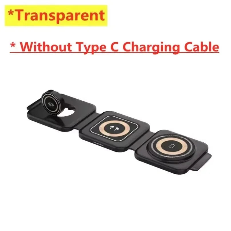 3-in-1 Charging Station Foldable Wireless Charger For Magsafe iPhone 16/15/14/13/12 Apple Watch 10/9/8 AirPods Pro Fast Chargers