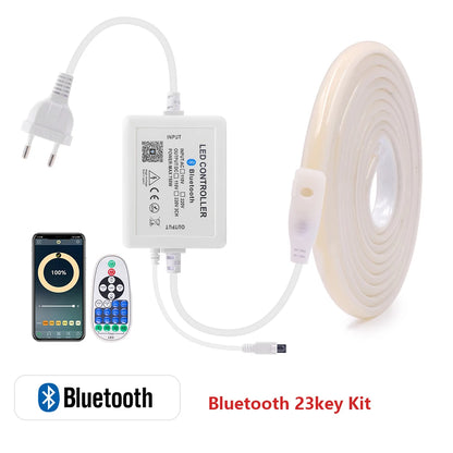 WIFI Bluetooth 220V Dimmable COB LED Strip Light Wall Touch 23key Remote 750W Controller 288LEDs Waterproof Flex Lamp Home Decor