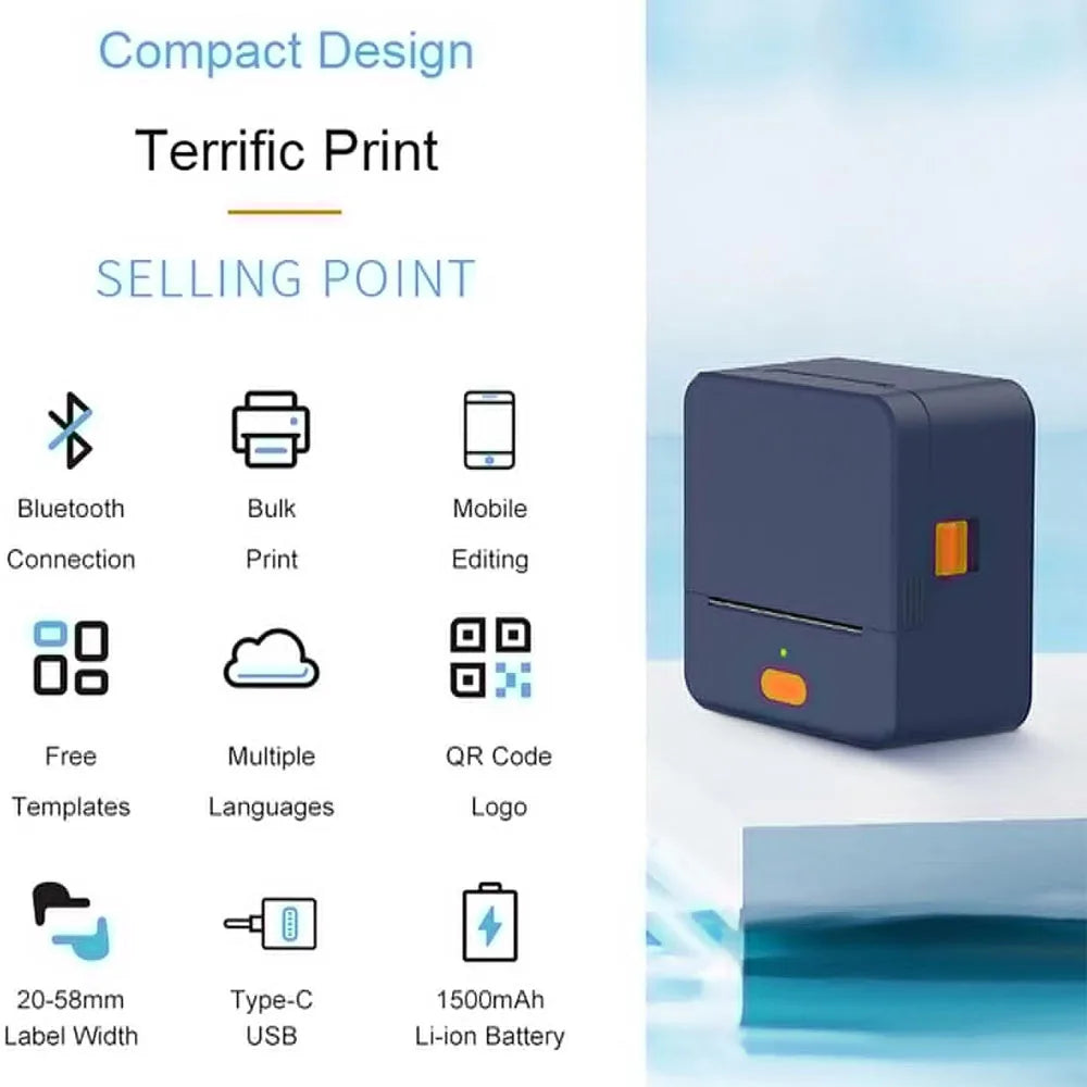 DETONGER P1 Label Maker Machine and Tape Portable Wireless Connection Label Printer Multiple Templates for Phone Pad Office Home