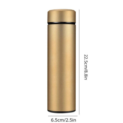 1pc 500ml Black Stainless Steel Creative Smart Thermos BottleTemperature Display Thermal Mug Male Female Portable Business Gift