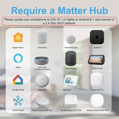 Matter Smart Socket WiFi UK Smart Plug 16A Mini Home Outlet App Control Voice Function Work with HomeKit Siri Alexa Google Home