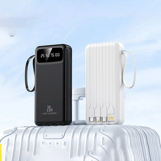 Large-capacity charging treasure 20000 mAh self-wired fast-charging mobile power gifts