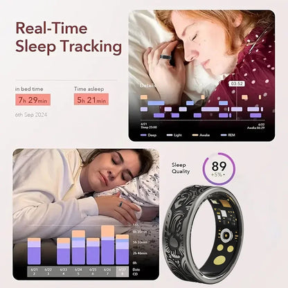 Smartring Smart Health Tracker Retro Style Multi-sport Modes Fitness Ring Sleep Heart Rate Blood Oxygen Tracker for Women Men