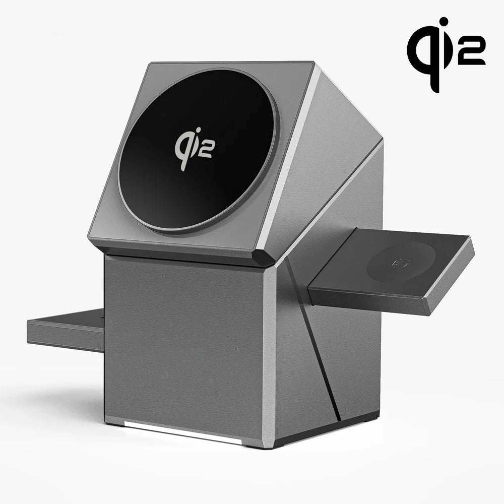 15W Qi2 3 In 1 Touch Autorotation Magsafe Magnetic Wireless Charger For Android iPhone iWatch Airpods Fast Charging Dock Station