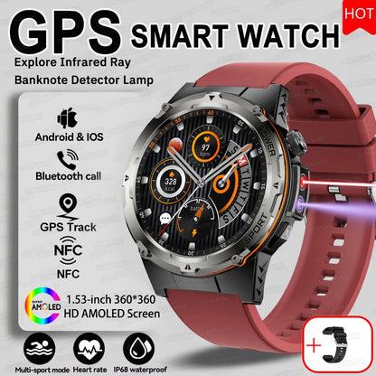 For Huawei Popular outdoors GPS Sports Smart Watch Men Heart Rate AMOLED 3ATM IP69K Waterproof 500mAh Infrared NFC HD Call Watch