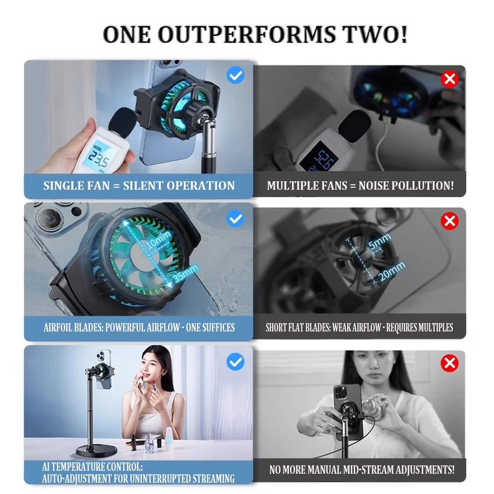 JOPREE H06 Pro Mobile Phone Cooler Silent Semiconductor Cooling Device Cooling Back Clip Fast Ice Freezing Water-cooled Fan