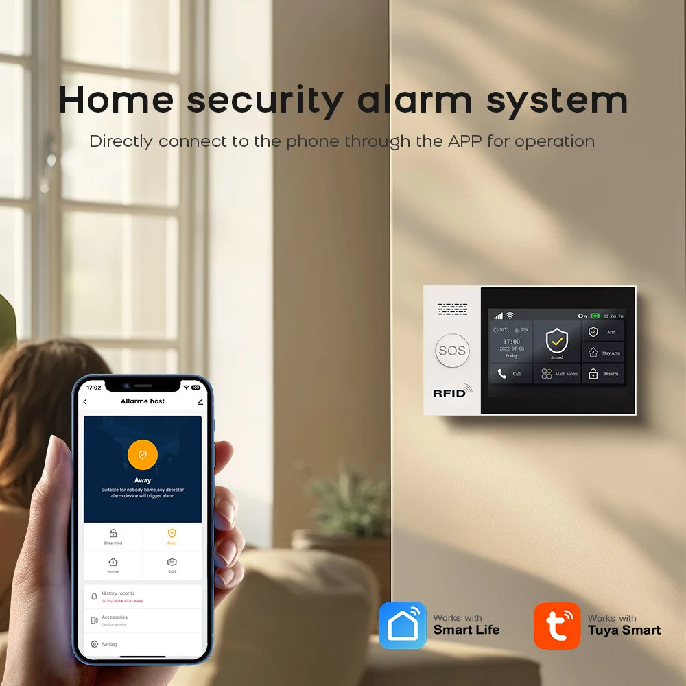 PGST WiFi 4G Tuya Smart Life Home Alarm Security System Kit Alexa Home Automation Alarm Security Protection Door Motion Sensor