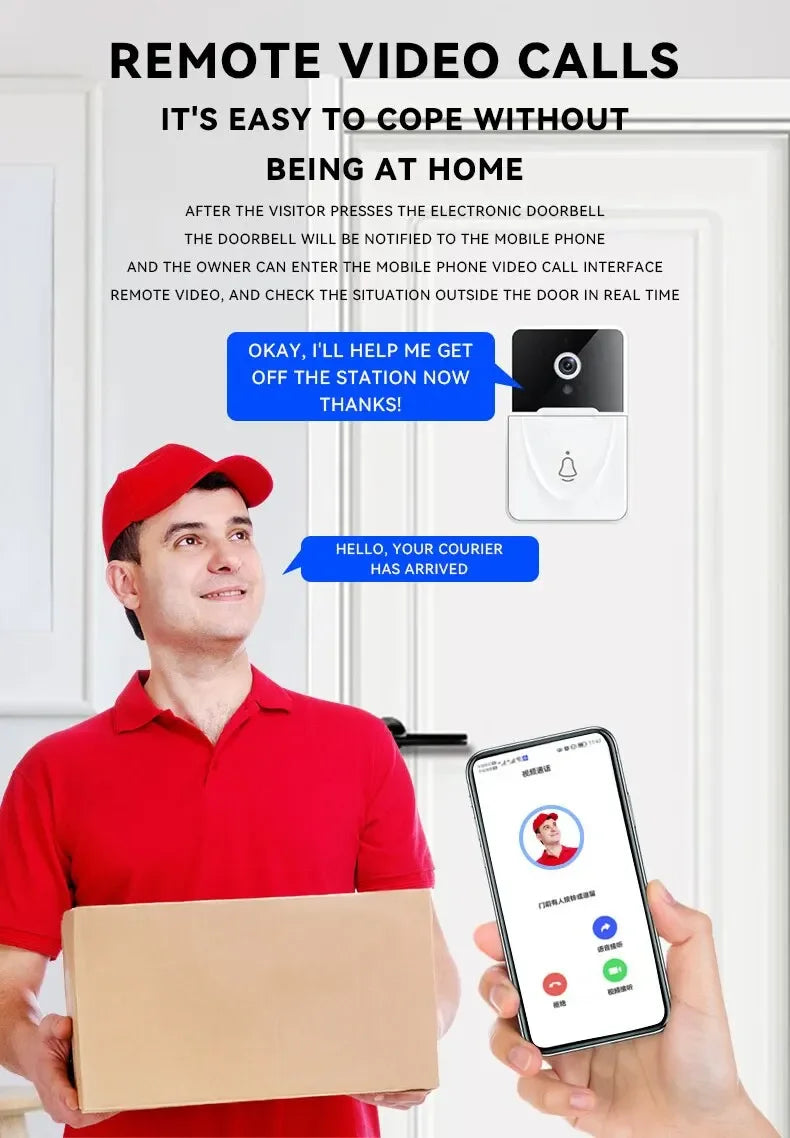 Tuya WiFi Video Doorbell Smart Home Door Bell 2.4Ghz Wireless Rechargeable Battery Outdoor HD Camera Visual Doorbell