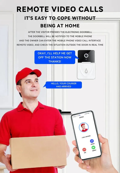 Tuya WiFi Video Doorbell Smart Home Door Bell 2.4Ghz Wireless Rechargeable Battery Outdoor HD Camera Visual Doorbell