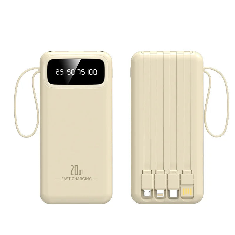 Large-capacity charging treasure 20000 mAh self-wired fast-charging mobile power gifts