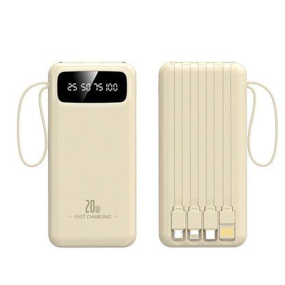 Large-capacity charging treasure 20000 mAh self-wired fast-charging mobile power gifts