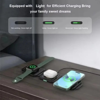 3-in-1 Charging Station Foldable Wireless Charger For Magsafe iPhone 16/15/14/13/12 Apple Watch 10/9/8 AirPods Pro Fast Chargers