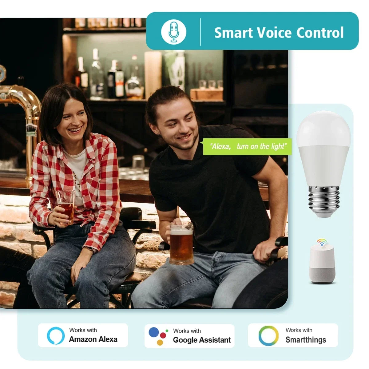 Tuya Rgb Bulb Smart Gu10 C37 A60 T37 E14 E27 B22 Light Dimmable Wifi Led Magic Lamp 85V-265V Work With Alexa Google Home