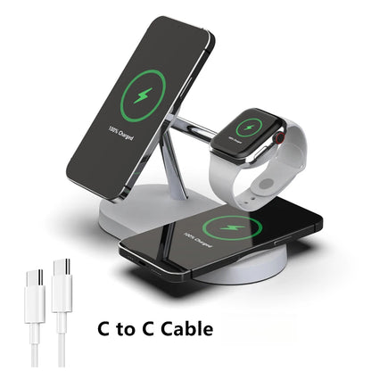 3 in 1 Magnetic Wireless Charger Stand for IPhone 15 14 13 Pro Max Apple Watch 9 8 7 Airpods Induction USB Fast Charging Station