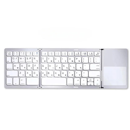 Russian/Spanish/English B033 Mini Foldable keyboard, Wireless Bluetooth Keyboard Recharger with Touchpad for Windows Android IOS