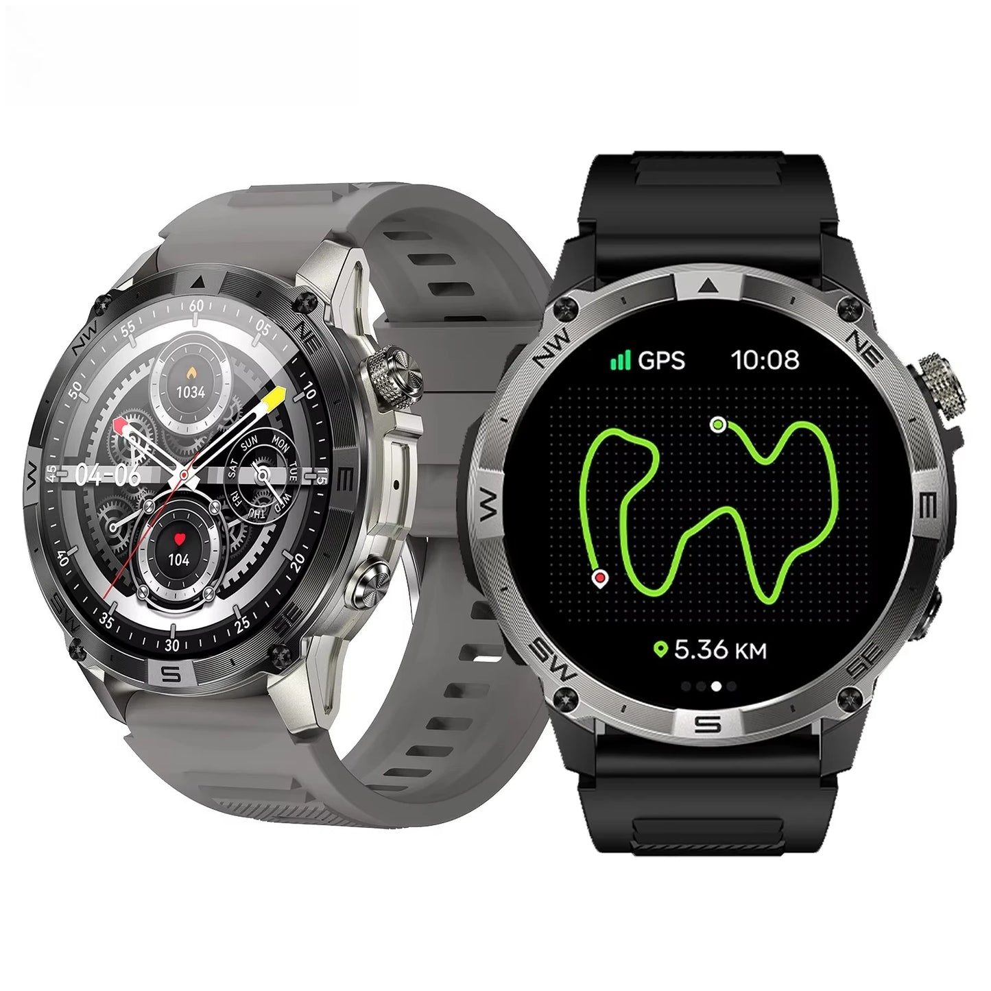 Men Smart Watch HK08 Amoled Screen BT Calling Outdoor Sports Altitude Pressure GPS Motion Positioning Compass Smartwatch
