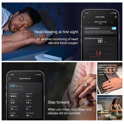 Uhoofit R10 Smart Ring with Charging Dock Men Women Health Sleep Heart Rate Monitoring IP68 & 5ATM Waterproof Multi-sport Mode