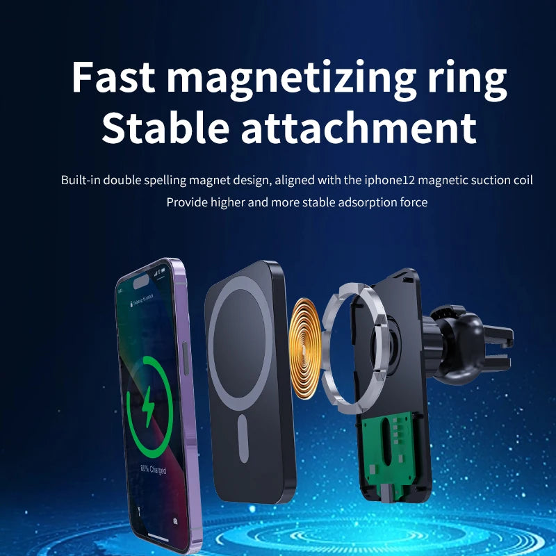 30W Magnetic Wireless Car Charger For MagSafe iPhone 16 15 14 13 Pro Max Xiaomi Samsung Xiaomi Air Vent Clip Phone Holder Stand
