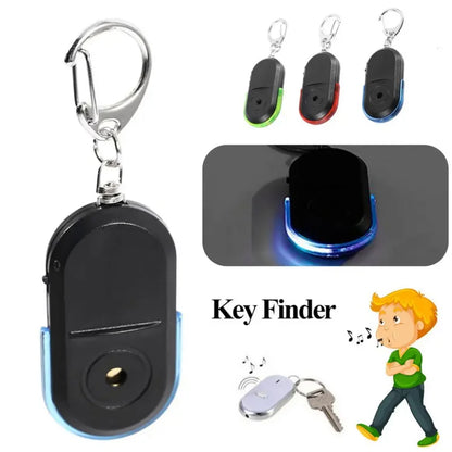 Portable car key finder anti-lost key finder smart find locator keychain whistle beep sound control LED torch