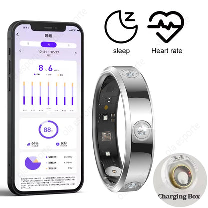 Diamond Fashion Women Smart Ring IP68 Waterproof Stainless Steel Intelligent Ring Health Monitor Sports Pedometer Fitness Rings