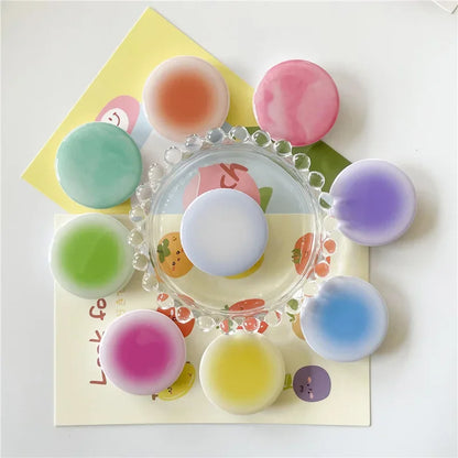 Korean Style Ins Creative Gradient Solid Color Glue Lazy Desktop Retractable Mobile Phone Air Bag Holder Ring Buckle Pop Sockets
